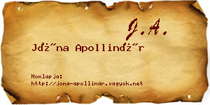 Jóna Apollinár névjegykártya